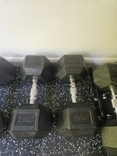 25KG Hex Dumbbells Pair Set Rubber Encased Ergo Weights Sets Hexagonal Dumbbell