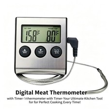 Digital Probe Meat Thermometer Timer BBQ Grill Cooking Kitchen Temp Gauge