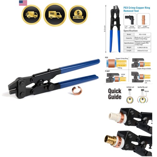 PEX Crimp Ring Removal Tool PEX-1210C for 1 2 3 4 1 Inch Copper Rings