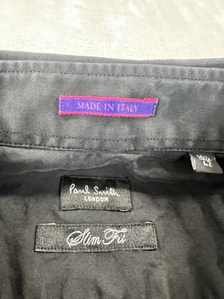 Camisa Paul Smith London Para Hombres 15.5 42 Negra Babero Frontal Calce Ajustado Hecha en Italia Algodón Foto 3 de 4