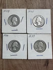 Lot of 4 Washington Quarters 1934,1935,1936,1937