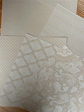 New VINTAGE KRAFT AND WHITE 12 X 12" SCRAPBOOK PAPER SET OF 6