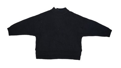 Topshop Sweater Womens Large Navy Ribbed Knit Mock Neck Boxy Pullover Top