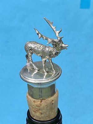 TOP: Toller 800er Silber Flaschenkorken m. 12-Ender-Hirsch, Neresheimer, Hanau
