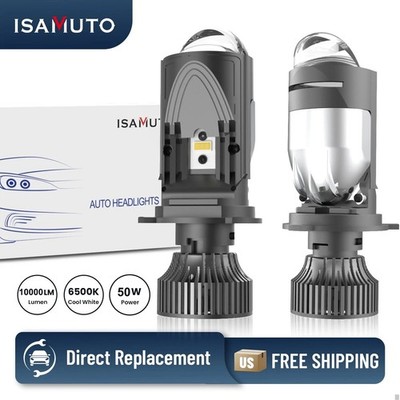 ISAMUTO H4 Bi LED Projector Lens LED Headlight Bulbs 6500K High Low Beam 10000LM