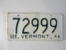 1966 SEE Vermont Passenger License Plate in all original condition 72999