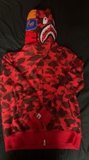 A Bathing Ape Red Camouflage Shark Full Zip Hoodie Men's Regular Size S