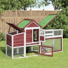 Chicken Coop 186.5 x 58.5 x 113 cm, Solid Pine Wood, F