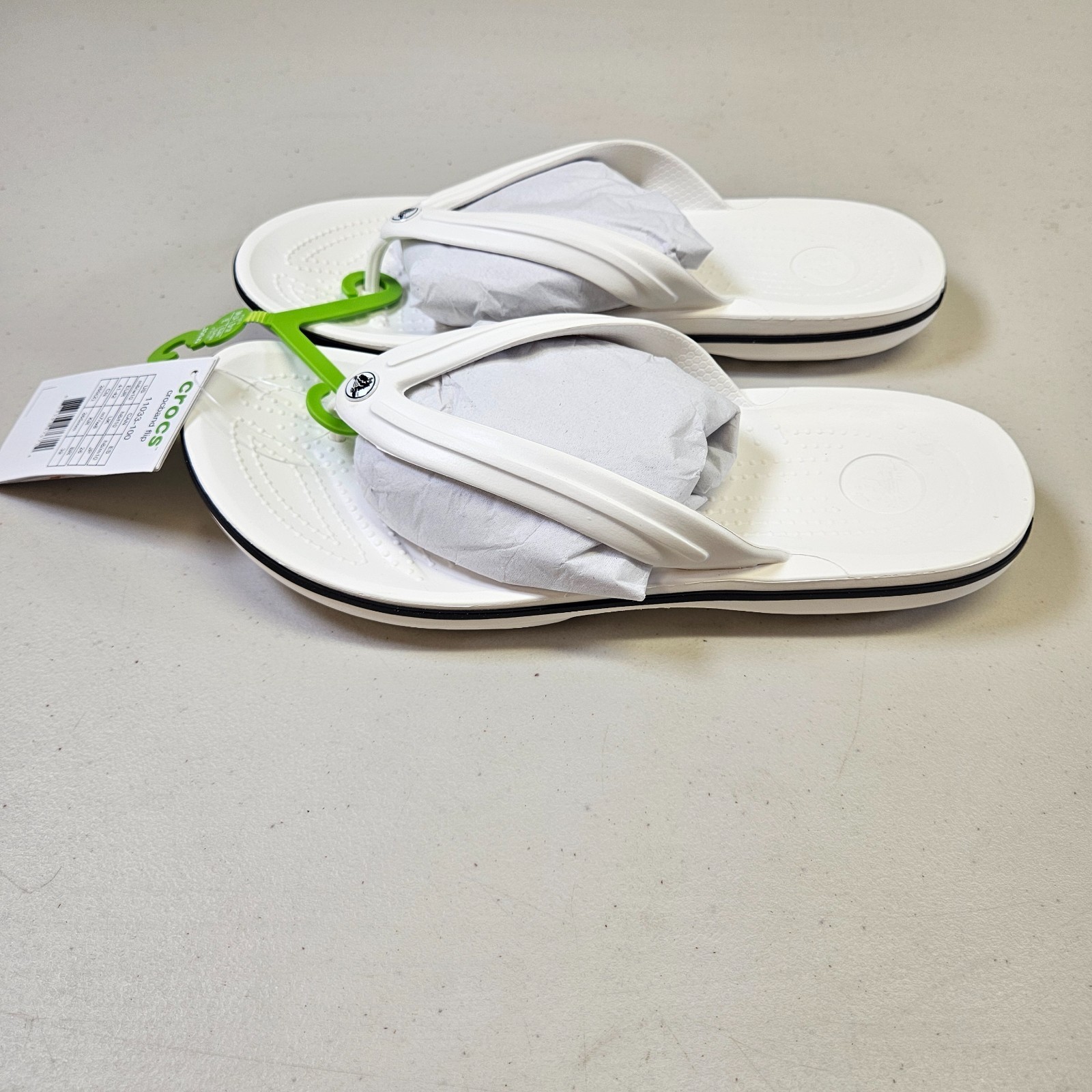 Crocs Crocband Flip Flops White Unisex Sandals UK 7 EU 41-42 Men 7 Women 8