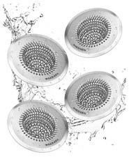 Sink Drain Strainer, Reversible Easy 4-Pack, Silver