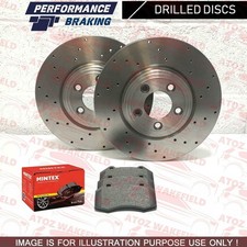 FOR CADILLAC CTS 3.6 FRONT DRILLED PERFORMANCE BRAKE DISCS MINTEX PADS 303mm