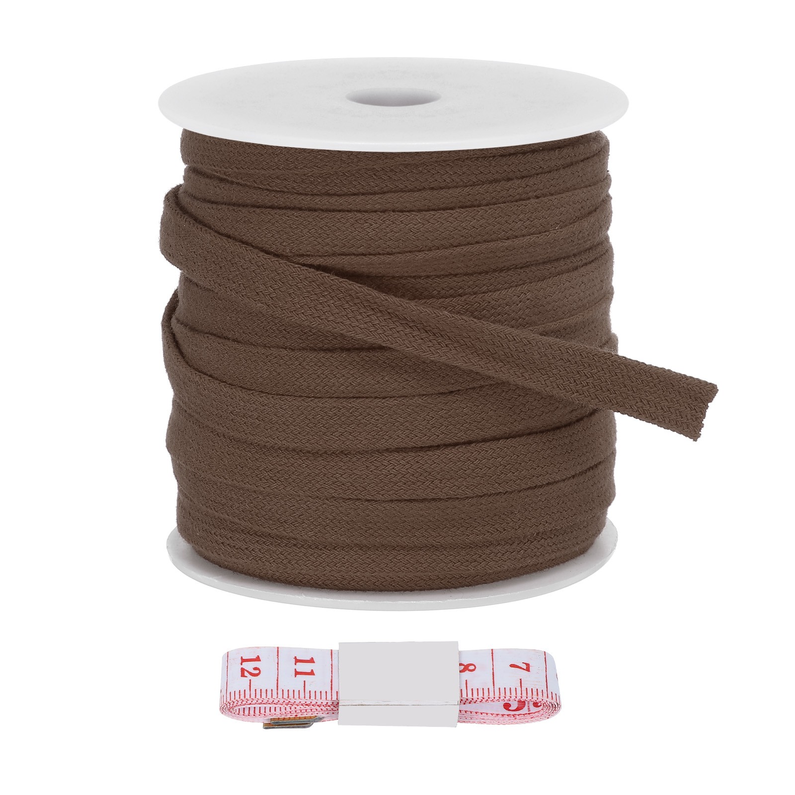 Cordón plano de 12mm x 22Yd para reemplazo, regla incluida, marrón oscuro