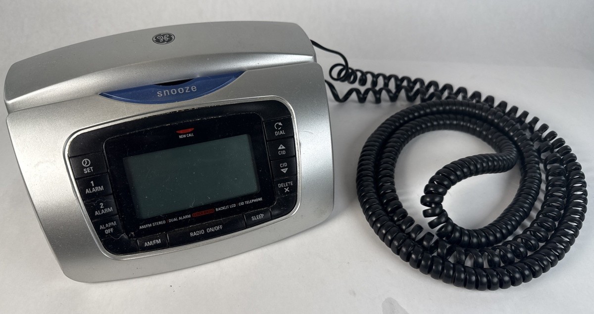 GE 29297GE3-A Corded Bedroom Phone Clock AM/FM Radio Caller ID