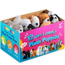 Plush Puppy Dogs - Pack of 12 6 Inches Tall Stuffed Animals Bulk Assorted P...