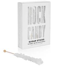 White Rock Candy Sugar Sticks - Original Flavored 12 Count (Pack of 1) 