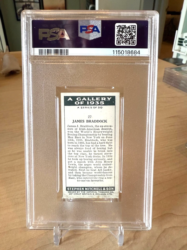 1936 Mitchell & Son James Braddock Gallery Of 1935 #27 PSA 7 NM Boxing Card - Image 2 of 2