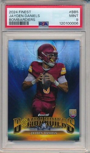 2024 TOPPS FINEST BOMBARDIERS JAYDEN DANIELS #BB5 RC PSA 9 ROOKIE SSP