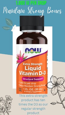Now Foods, Liquid Vitamin D-3, Extra Strength, 1,000 IU, 1 fl oz (30 ml) 12/2025
