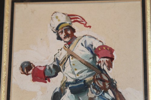 Edouard Detaille pair of original small paintings. 1867 image 3 1/2" x 5 1/2" - Picture 8 of 12