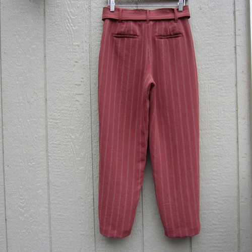 Aritzia Wilfred Tie-Front Striped High-Rise Crop Pants Womens 4 Dusty Red Casua - Picture 3 of 23