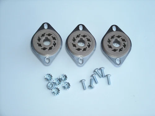 BELTON 8 PIN OCTAL micalex tube sockets for 6V6, 6L6, set of 3 w/ mounting bolts