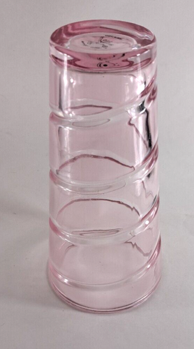 FTD Vase Pink Swirl Art Glass 9" Tall Beveled W Sticker Flowers Cottage - Picture 3 of 4