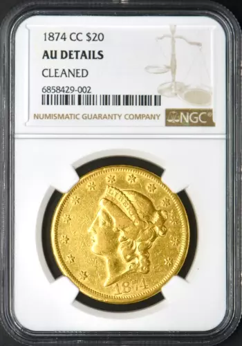 1874-CC $20 Gold Liberty Head Double Eagle - NGC AU Details - ✪COINGIANTS✪