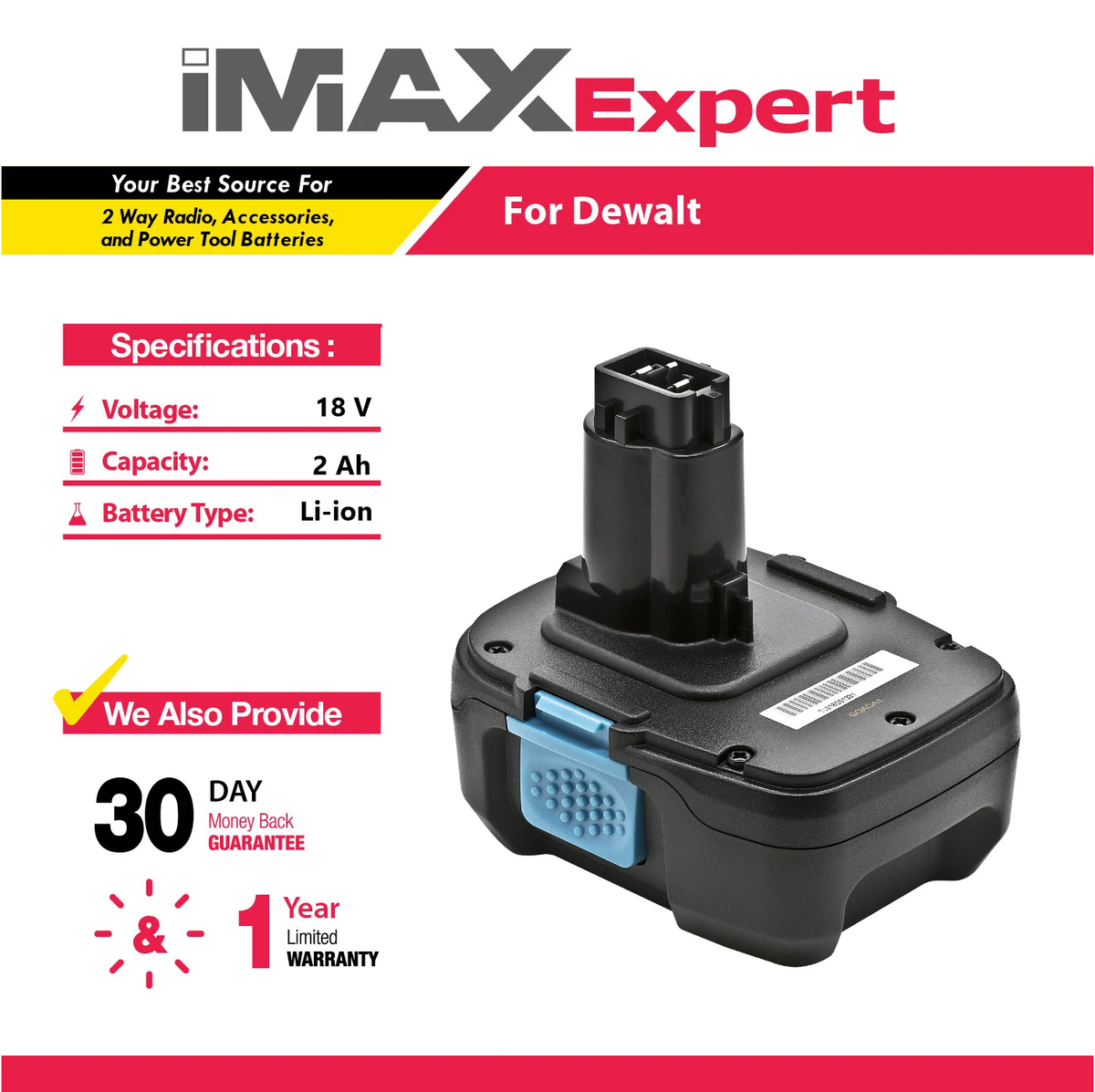 Lithium Ion Dc9181 Replacement 18V 2Ah XRP Li-ion Battery For