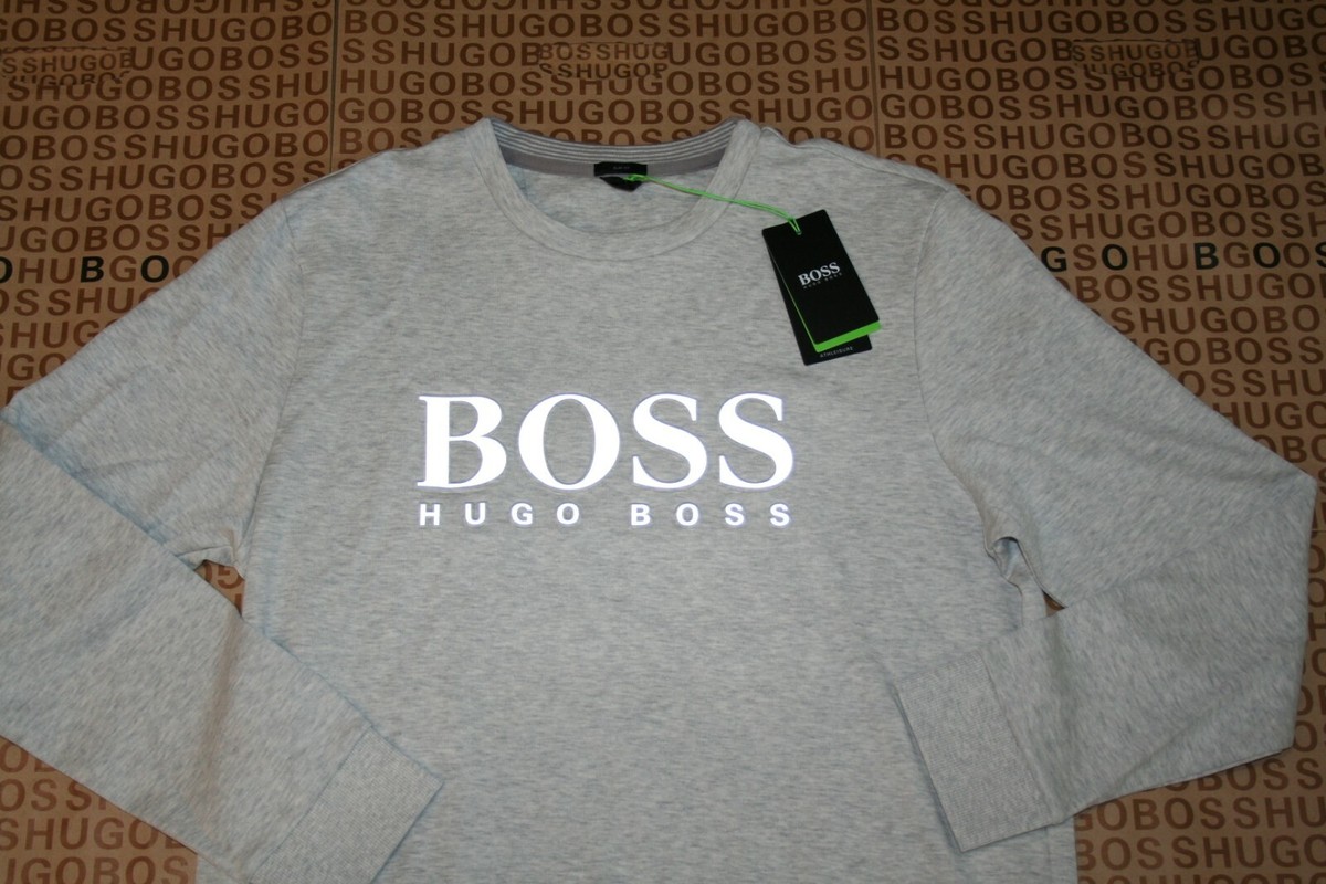 New Hugo Boss men grey jumper jersey top sweatshirt tracksuit