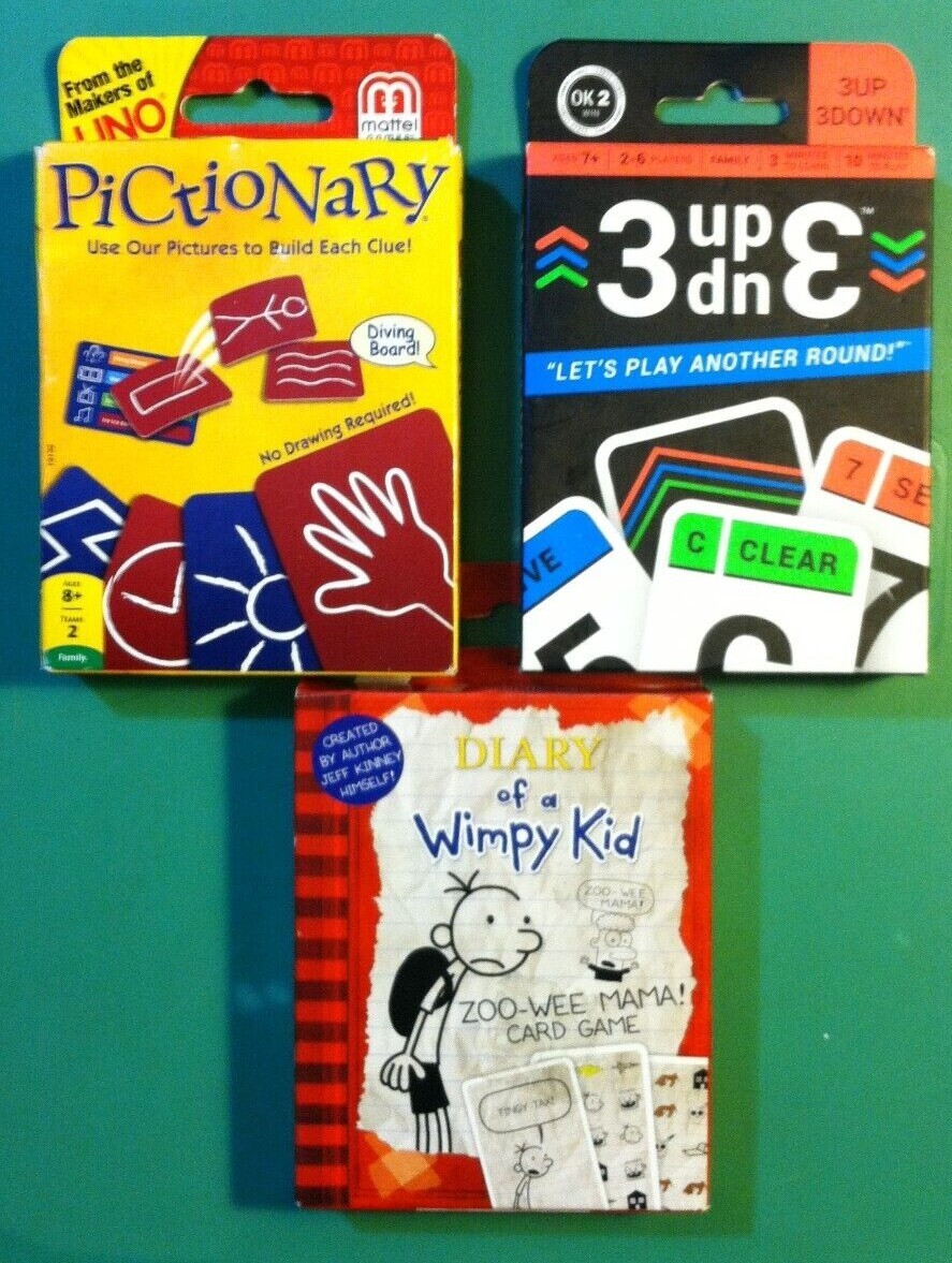 3x 🔥FAMILY GAME NIGHT🔥 Card Games Diary of a Wimpy Kid 3 Up 3 Down  Pictionary | eBay