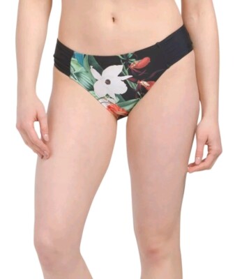 Jantzen Black Floral Tab Side Hipster Swim Bikini Bottom Size 16 & 18 Plus NWT