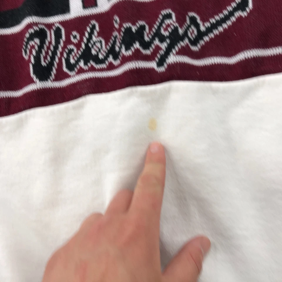 Sudadera Universitaria De Colección Mujer Grande Blanca Granate Animadora THS Vikings Tejida Foto 4 de 4