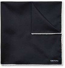 Tom Ford contrast pocket square navy silk