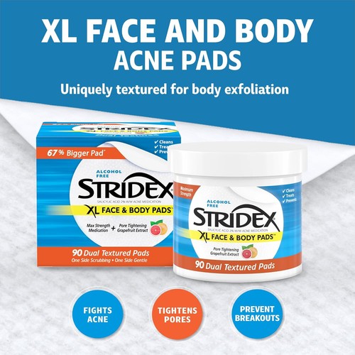 Stridex XL Face Body Pads, 90 Counts (Pack Of 1) *FREE SHIPPING* - Picture 3 of 6