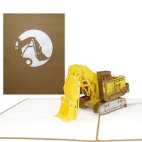 "Pop Up Karte \"Bagger“ 3D GlüCkwunschkarte, Geburtstagkarte & Geschenkgutschein"