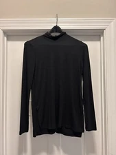 Vina Top Womens Black Active Life Turtleneck Shirt Moroccan Modal Cotton Sz Med