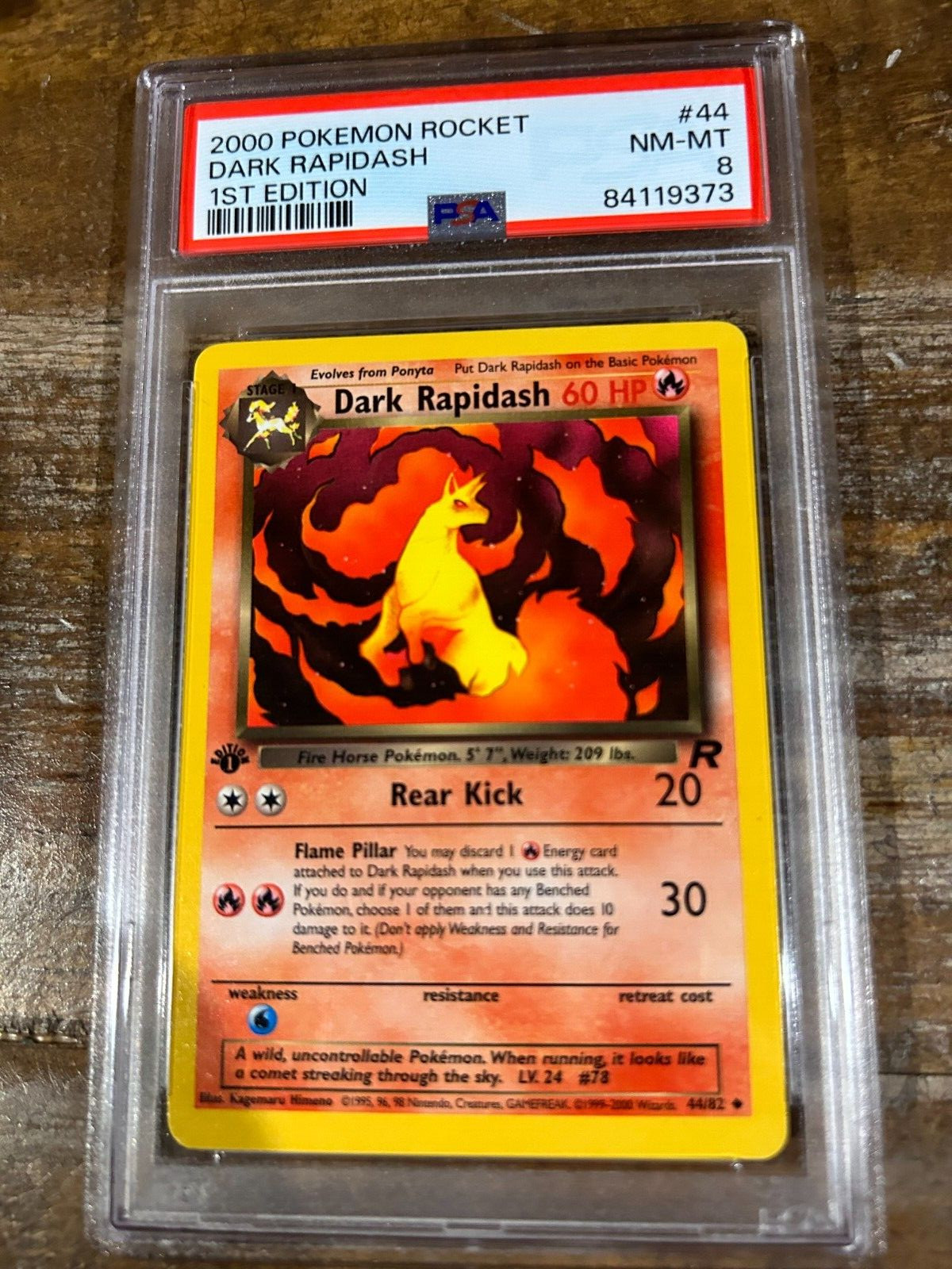 Pokemon 2000 Rocket DARK RAPIDASH 1ST Edition #44 PSA 8 RARE