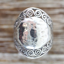 VINTAGE PZ ISRAEL STERLING SILVER 925 RING SZ 10 RETRO WIDE PRETTY