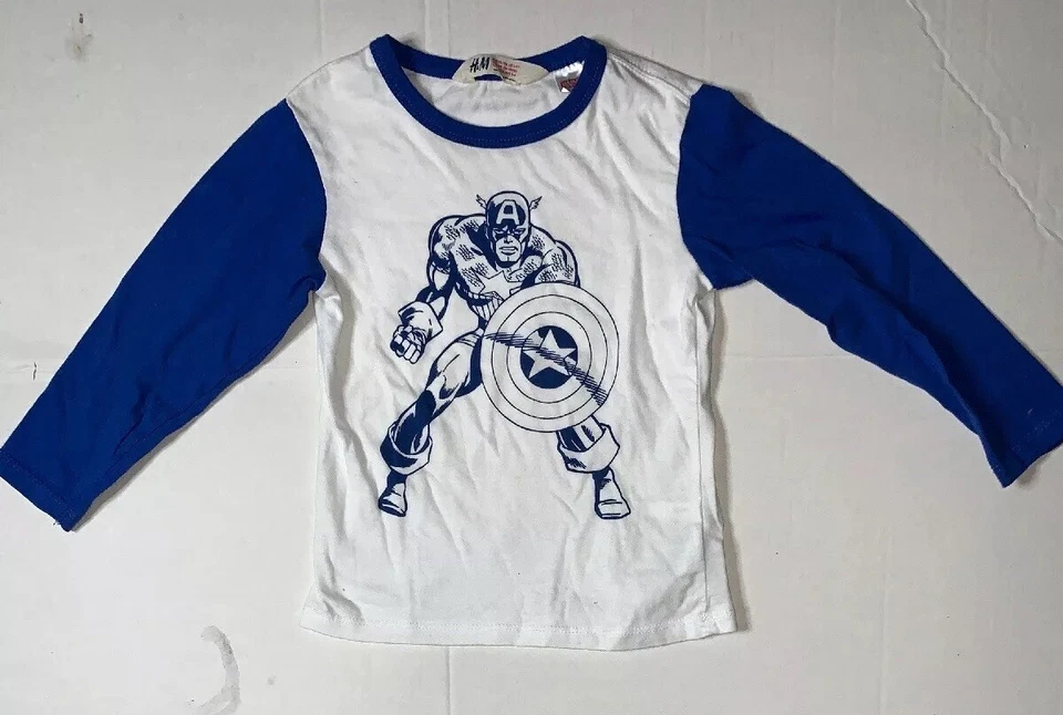Camiseta Gráfica H&M Marvel Comics Capitán América de segunda mano para niños (talla 2-4 años) Foto 2 de 4