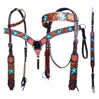 BE Bar H Equine American Leather Horse Saddle Tack One Ear Headstall | Breast