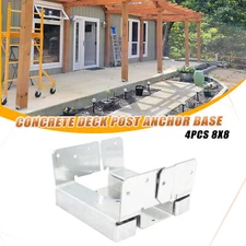 4Pcs 8x8 Concrete Deck Post Anchor Base Adjustable Metal Post Bracket Post Base