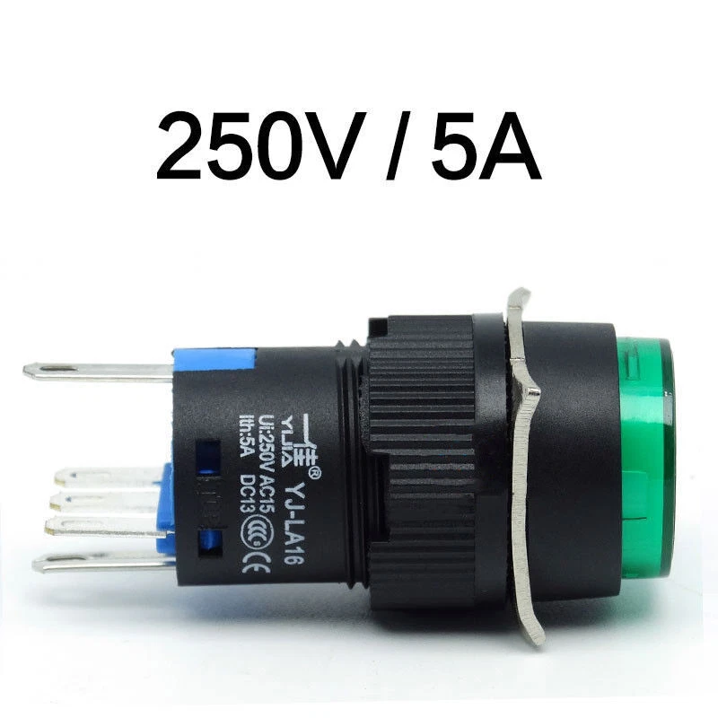 1PCS 16MM LED Momentary Self Push Button Switch Illuminated SPDT 12/24/220V 5Pin - Image 3 of 4