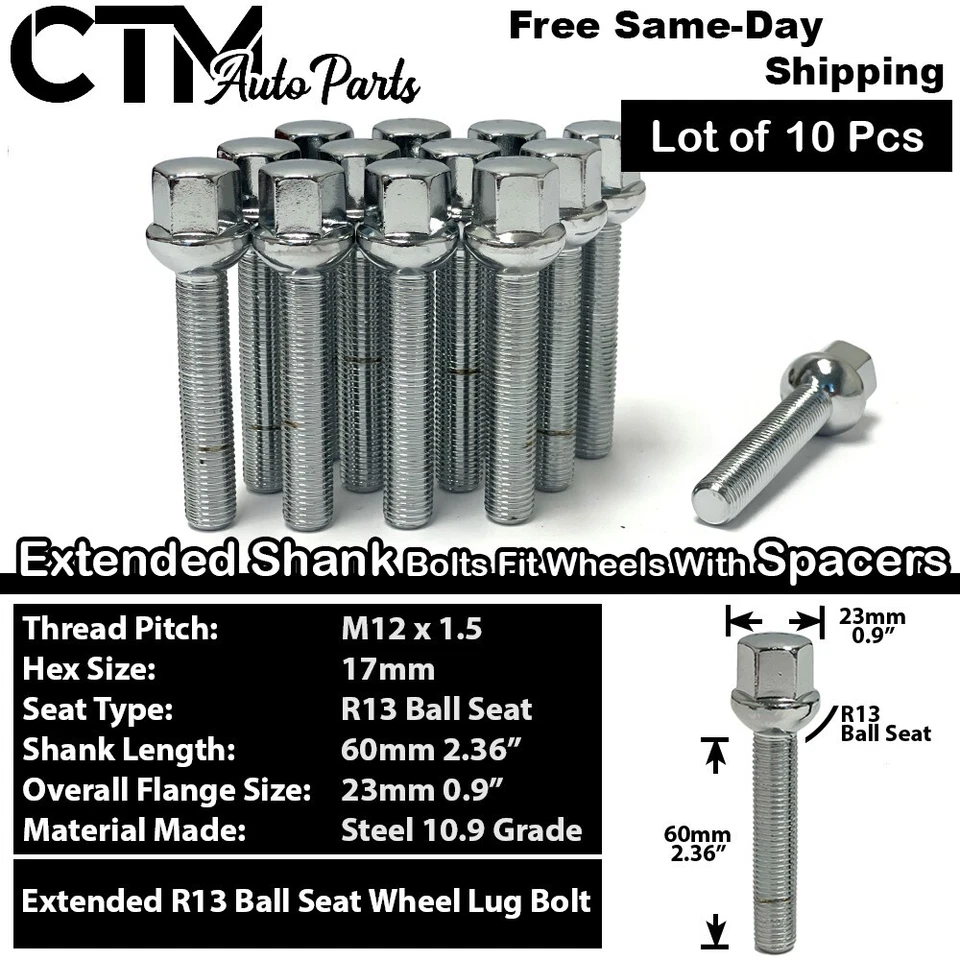 2x 30mm Thick 5x112 66.56mm CB Wheel Spacer 12x1.5 Chrome Bolt Fit Mercedes Rims - Image 2 of 4