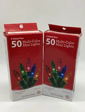 Set of 2~Old School~Indoor Only~Holiday Time~50 Multi-Color~Mini Light Set~New