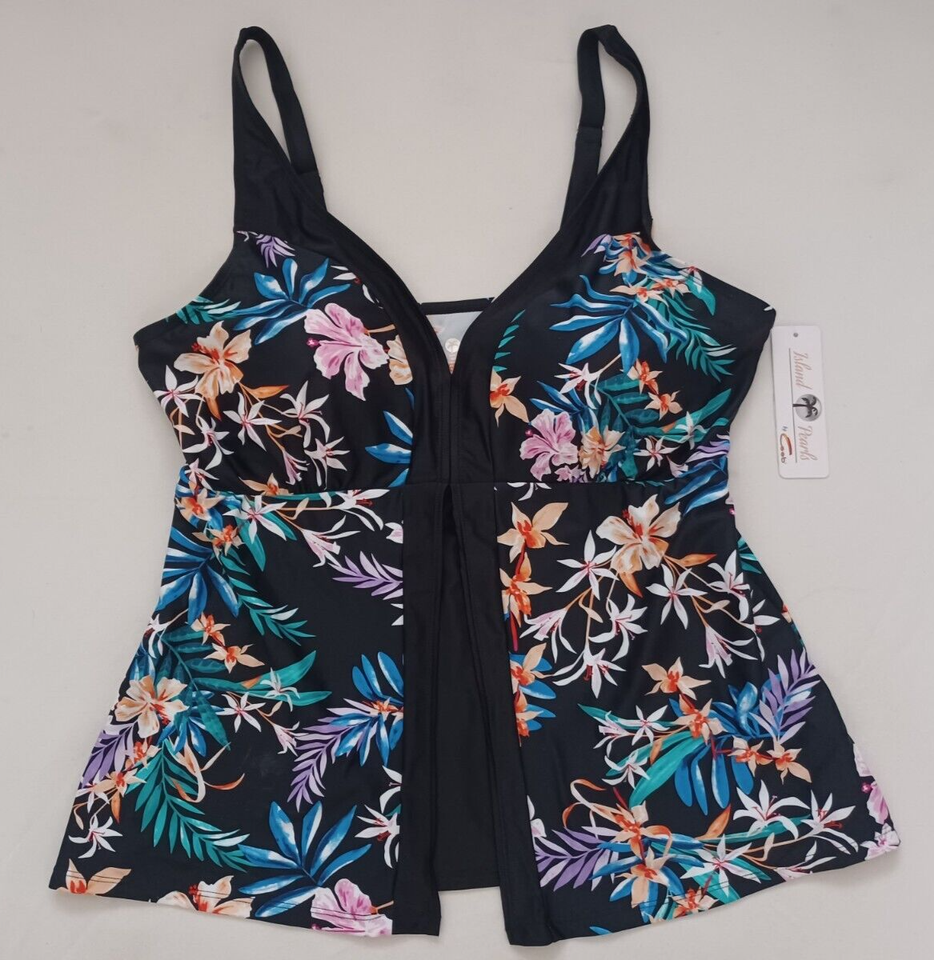 Island Pearls Beautiful Floral Design 2Piece Swimsuit w/Adj. Straps