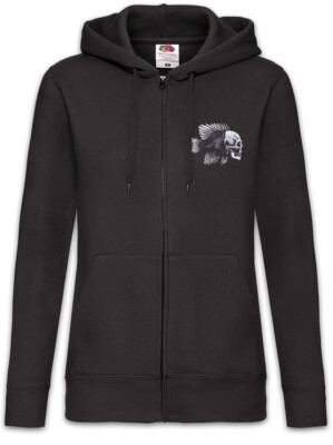 Fish Skull Damen Zipper Hoodie Fischen Fischer Fisch Skelett Angeln Angler