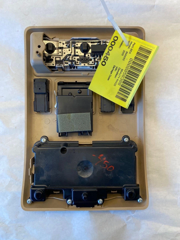 2005 BMW X5 Front Overhead Dome Light Lamp w/ Compartment and Roof Controls OEM - Image 2 of 4