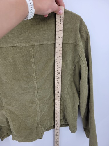 Talbots Jacket Womens Medium Green Corduroy Button Up Trucker Boho Safari - Picture 5 of 9