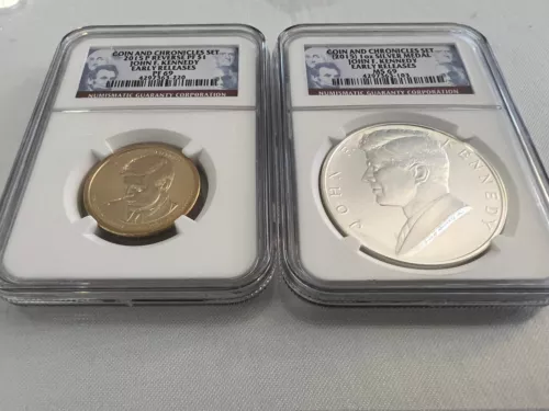 2015-P JOHN F. KENNEDY COIN & CHRONICLE SET E.R. NGC PR69 & 1 oz SIL. MEDAL MS69