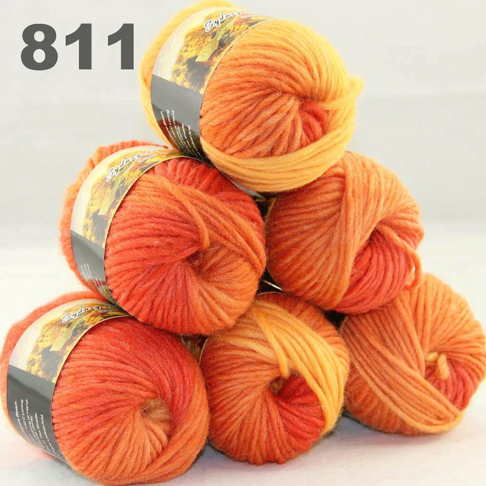 SALE 6BallsX50gr Warm Colorful Rugs Knitting Wool Blankets Crocheted Yarn 11